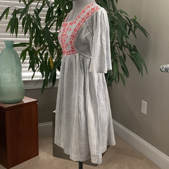 THML Embroidered Yoke Dress with Tasseled Ties - Picture 10 of 16